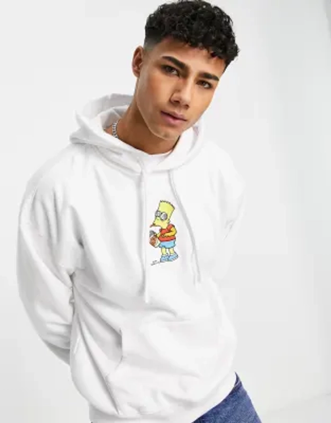 Levi's x The Simpsons - Sweat à capuche avec Bart imprimé sur la poitrine - Blanc | ASOS