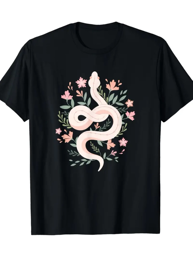 Aesthetic Graphic Tees Mystical Snake Flower T - Temu