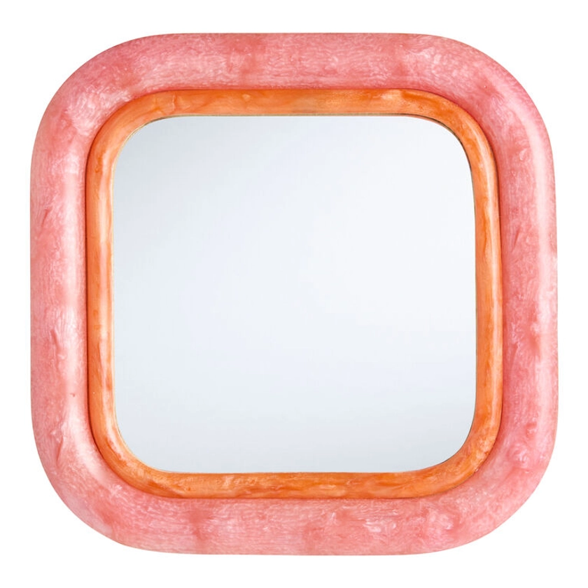 Square Pink Retro Mini Wall Mirror - World Market