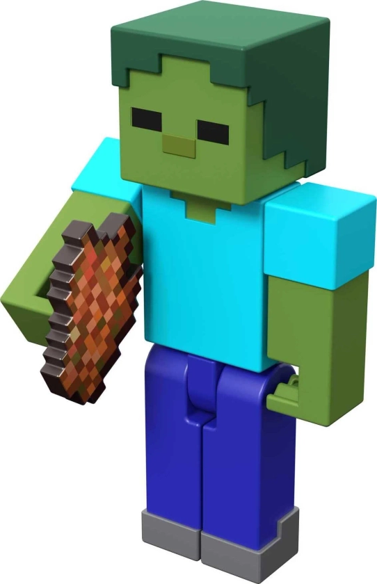 Minecraft Zombie Buildable Figure, 3.25-inch Tall with Accessory