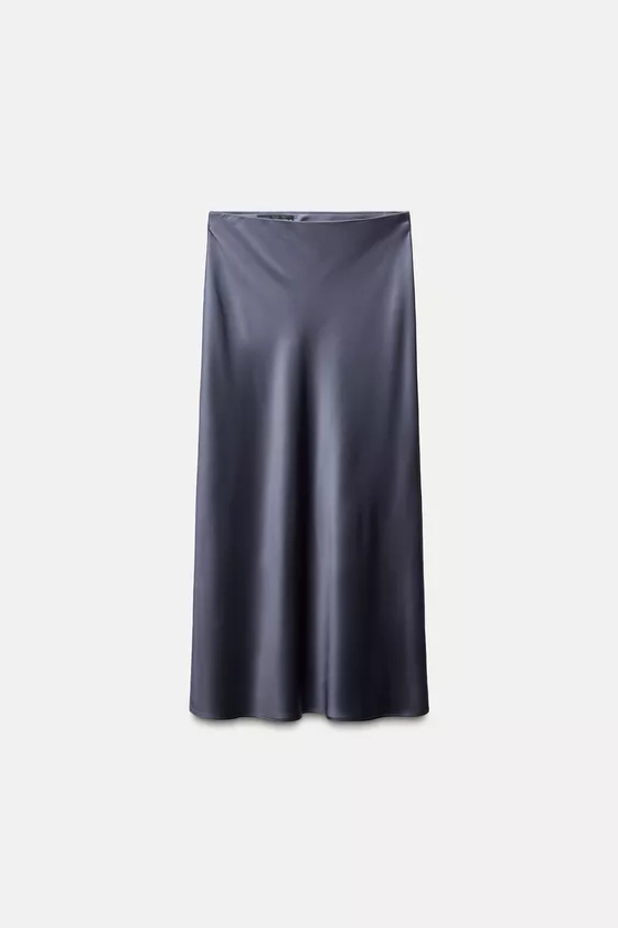 SATIN EFFECT MIDI SKIRT