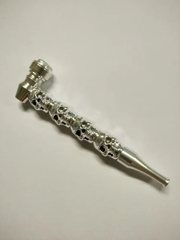 Skull tobacco pipe, silver pipe, recreational use, father&#39;s day gift, bachelor party smoking