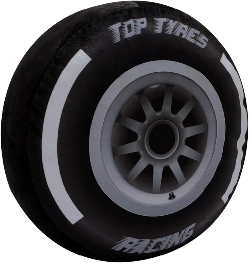 The London Toy Company Black Racing Car Tyre Cushion - Soft Plush Decorative Pillow - Ideal for kids and motorsport enthusiasts