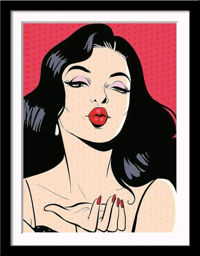 Tallenge - Flying Kiss - Pop Art Painting Poster - Small Framed Poster(Paper,12 x 17 inches, MultiColour) : Amazon.in: Home & Kitchen