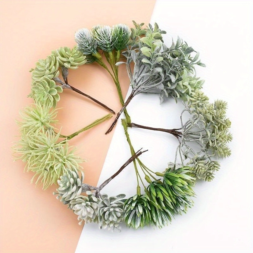 1pc, Mini Bouquet Green Artificial Plant For Home Decor Garden Christmas Wedding Decoration * Flower Garland Ornaments Accessories Holiday Decor Su