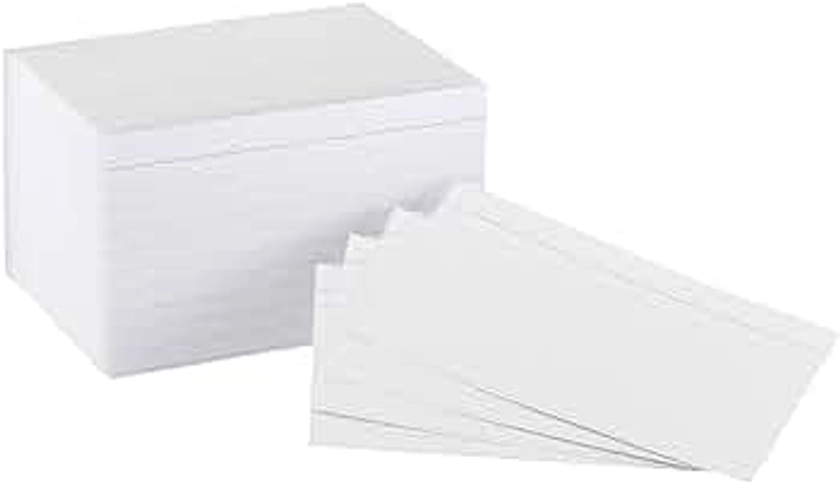 Amazon Basics Heavy Weight Ruled Lined Index Cards, 300 Count, 100 Pack of 3, White, 3 x 5 Inch Card