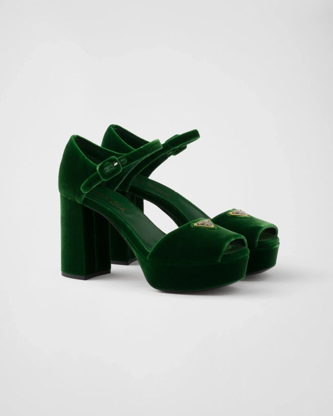 Oak Velvet Platform Sandals | PRADA