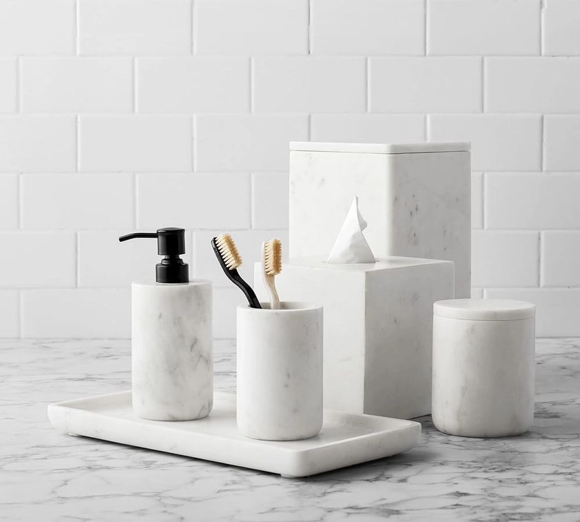 Frost Marble Bathroom Accessories Set | Pottery Barn