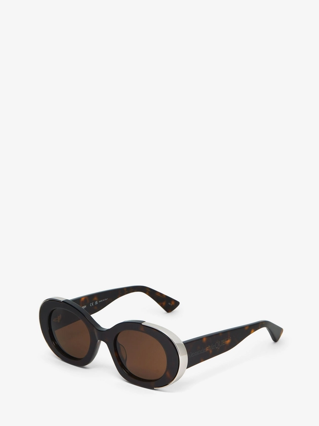 The Grip Oval Sunglasses in Ivory/Brown | Alexander McQueen MX