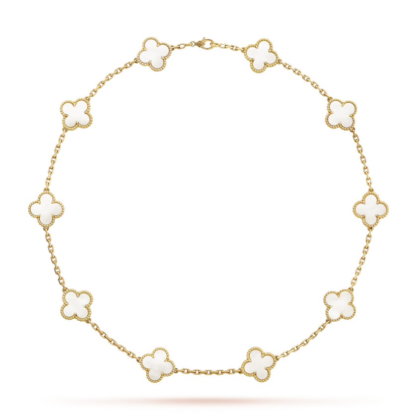Vintage Alhambra necklace, 10 motifs 18K yellow gold, Mother-of-pearl - Van Cleef & Arpels