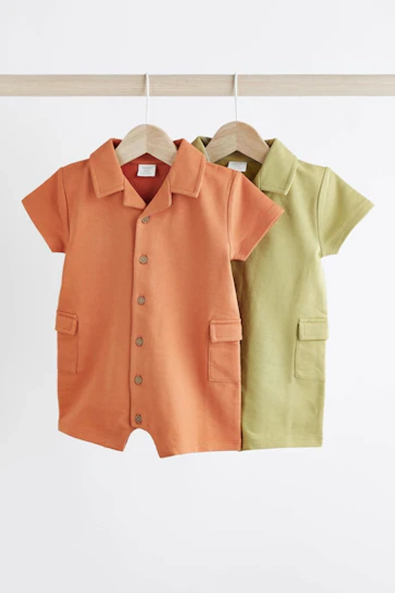 Green/Orange Collar Jersey Rompers 2 Pack