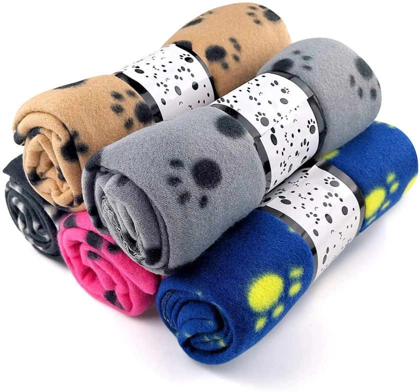 Livhil 5 Pack Large Fleece Dog Blanket, 38x 27 inch Fluffy Cat Puppy Blanket, Soft Pet Blanket Sleep Mat Bed Cover with Color Paw Printing for Home Using - Walmart.com