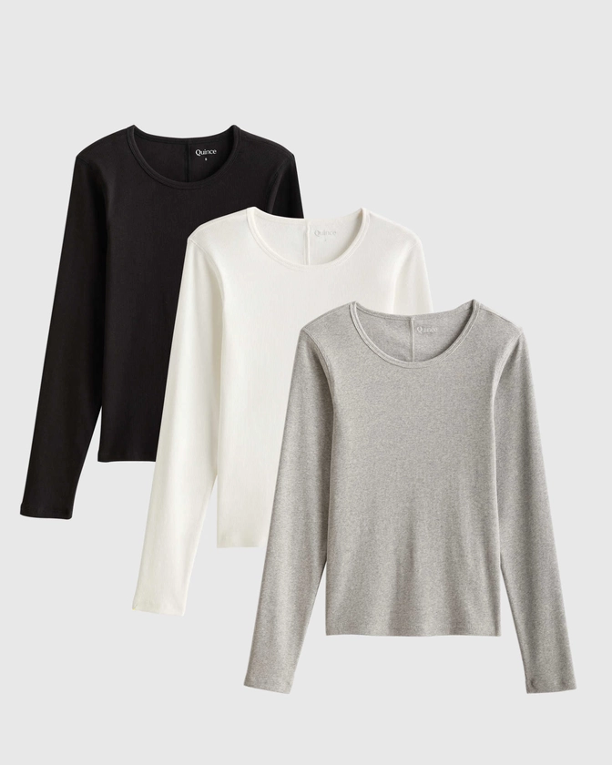 Organic Cotton Micro-Rib Long Sleeve Tee 3-Pack | Quince