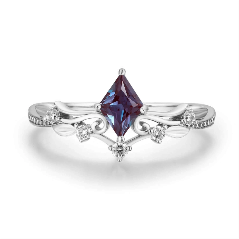 Victorian Lace Alexandrite Ring White Gold Vermeil© by Azura Jewelry New York
