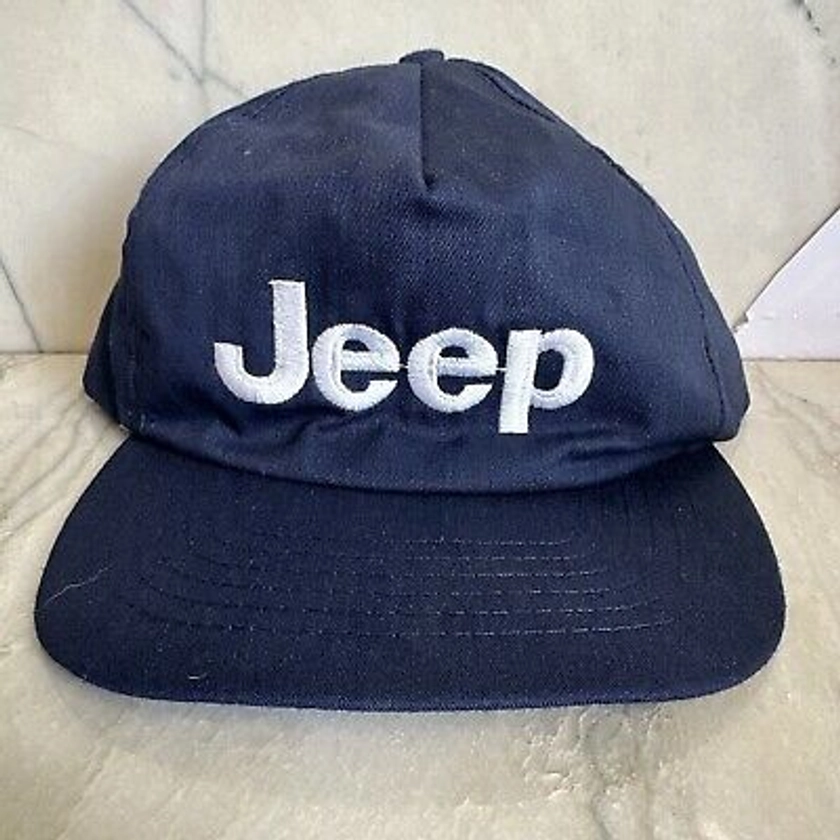 Vintage Jeep Five Panel Flat Bill Baseball Cap Navy Blue Hat | eBay