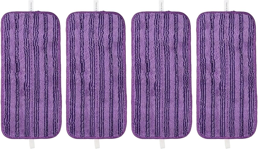 Lot de 4 ou 6 tampons de nettoyage en microfibre, réutilisables, lavables et réutilisables, compatibles avec les balais WetJet, 30 x 14 cm, violet (lot de 4)