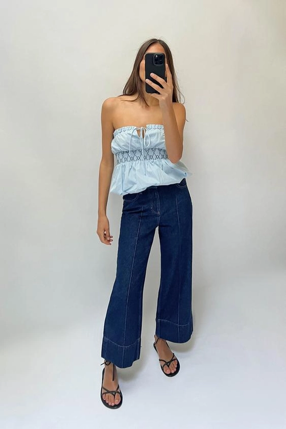 CROPPED WIDE LEG JEANS Z1975 MET HIGH WAIST EN NERF AAN DE VOORKANT