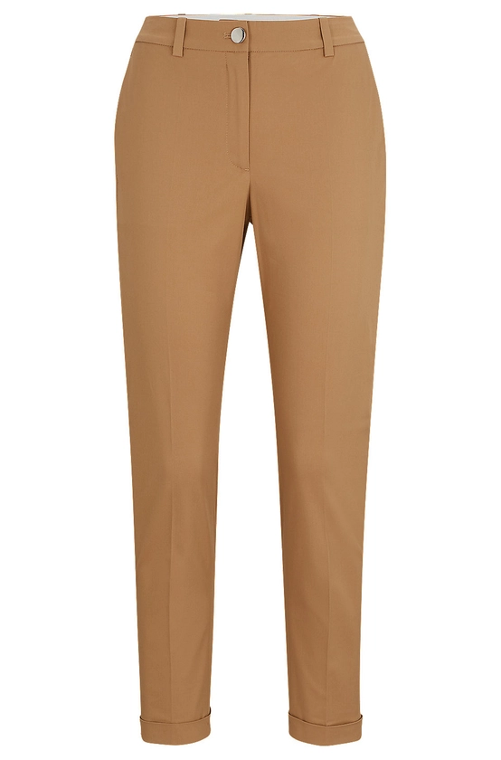 BOSS - Pantalon Regular Fit en twill de coton stretch