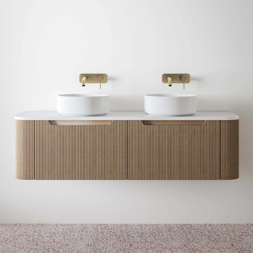 Airlie 1500mm Wall Hung Double Vanity with Quartz Stone Countertop | Temple & Webster