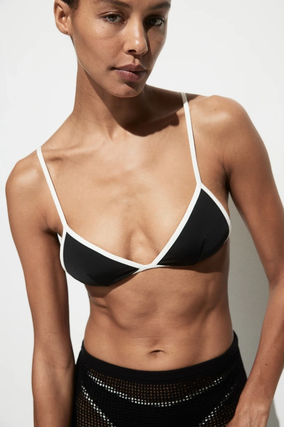 Padded triangle bikini top - Black/White - Ladies | H&M GB