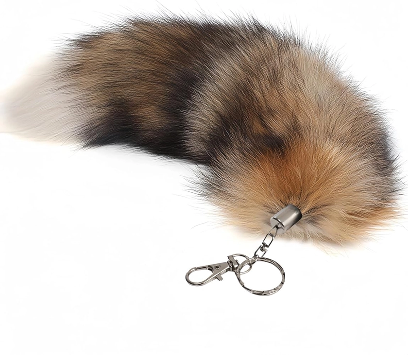 Fluffy Fox Tail Fur Keychain Cosplay Toy Party Costume Furry Wolf Tails Handbag Accessory Key Chain Ring Hook