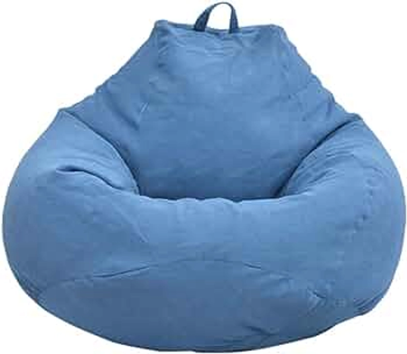 Anemoner Classic Bean Bag Sofa Cover, Lazy Lounger Bean Bag Storage Chair Cover without Filling, Solid Color Simple Design Outdoor and Indoor for Adults Kids (Blue, 100x120CM)