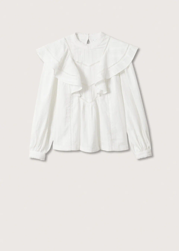 Ruffle cotton blouse - Women | MANGO OUTLET USA
