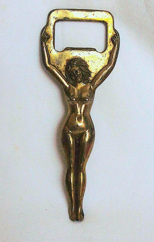 Vintage Art Deco Solid Brass Nude Lady/Naked Woman Novelty Bottle Opener