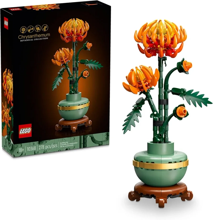 LEGO Icons Chrysanthemum Flower Décor, Creative Building Set, Gift for Teens and Adults, Zero Maintenance Plant, Artificial Flower Display, Botanical Collection for Home Décor and Office Décor, 10368