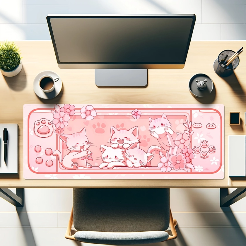 1pc Kawaii Mouse Pad Cute Mouse Pad * Anime Cute Desktop Pad Laptop Keyboard Mouse Pad Desktop Pad Large 31.3 X 11.8 Inches Thick 3mm Stitched Edge