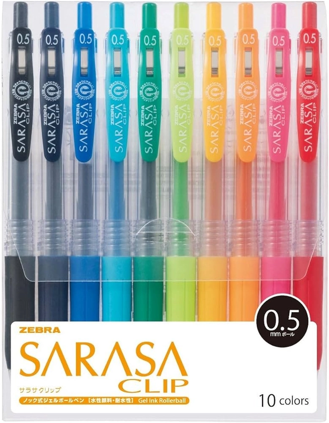 ZEBRA Stylo à bille gel Sarasa Clip 0,5 10 couleurs JJ15-10CA