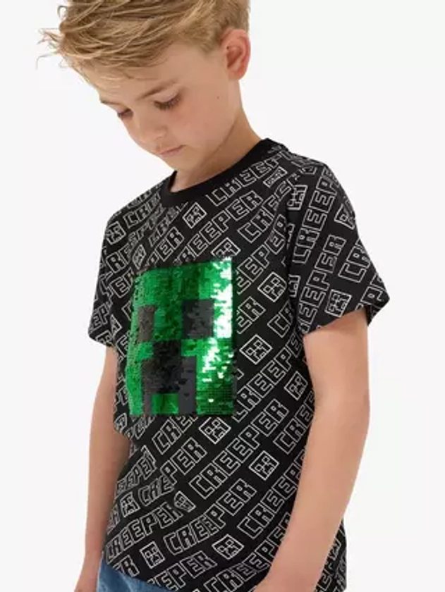 Angel & Rocket Kids' Minecraft T-shirt, Black/Multi