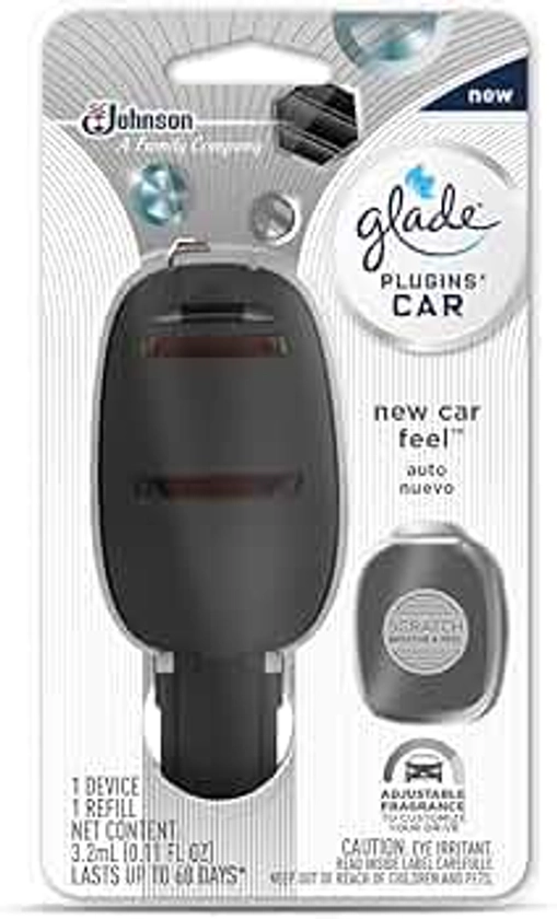 Glade PlugIns Car Air Freshener Starter Kit, New Car Feel, 0.11 Fl Oz