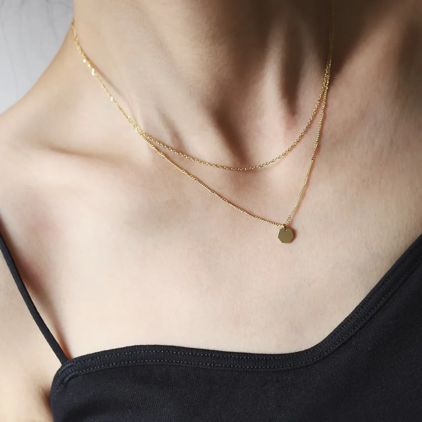 Waterproof, Sweatproof Layered Gold Plated Necklace