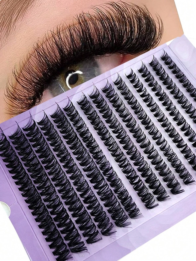 280 Bundles/14 Rows/60 Strands, 0.05mm Ultra-thin Eyelash Extensions (mixed Length 9-16mm), 3d Russian Volume Individual Cluster Fake Eyelashes For Make-up Black, With Purple Packaging Box