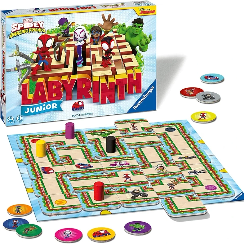 Ravensburger Spiderman and His Amazing Friends Junior Labyrinth - The Moving Maze Family Board Game for Kids Age 4 Years Up [Amazon Exclusive]