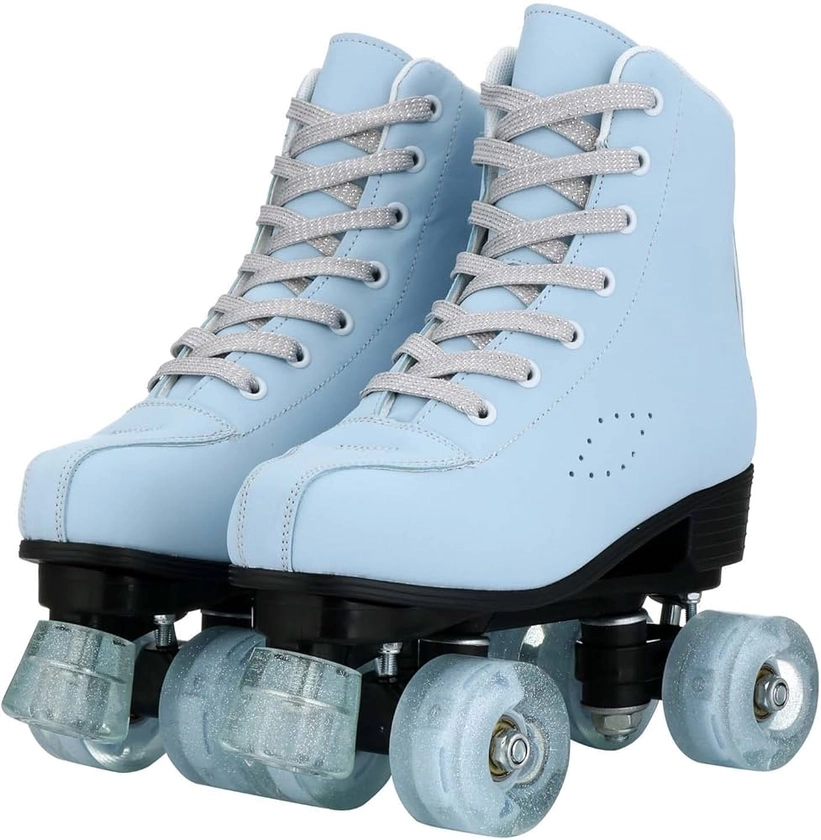 YYW Roller Skates for Women and Men Funky Leopard-Print Outdoor Skates PU Leather Roller Skates