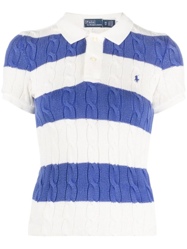 Polo Ralph Lauren Striped cable-knit Polo Top - Farfetch