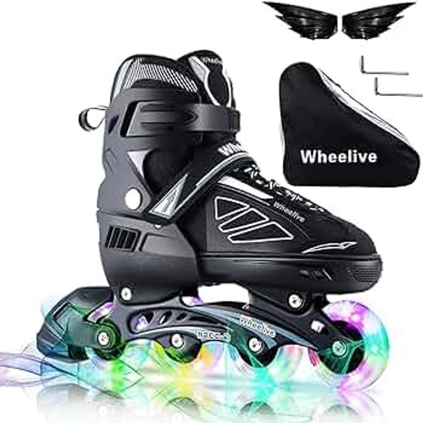 Adjustable Inline Skates for Kids and Adults, Roller Skates Performance Skates with Light Up Wheels Ideal for Youth Boys and Girls, Men and Women