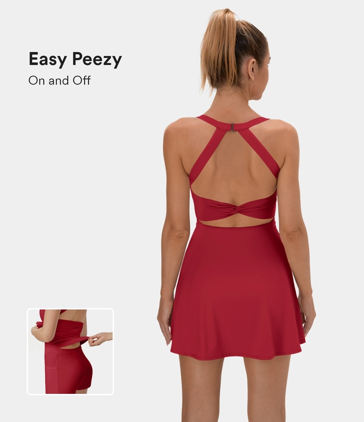 Backless Twisted Active Dress-Easy Peezy Edition