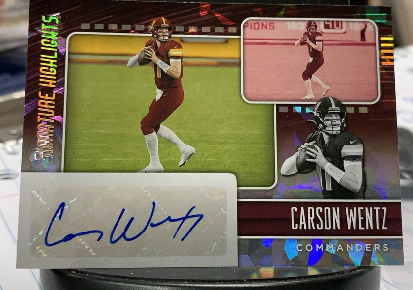 2022 Carson Wentz Panini Donruss Signature Highlights Auto #SH72 Commanders NFL