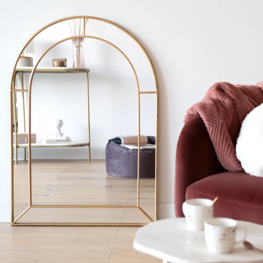 Miroir arche fenêtre en métal doré 50x70 ORANGERIE | Maisons du Monde