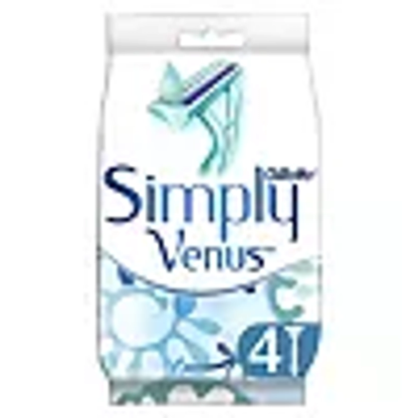 Gillette Simply Venus 2 Women's Disposable Razors, 4 Pack