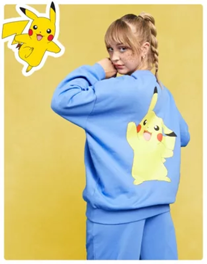 ASOS DESIGN - Pokémon - Sweat d'ensemble à imprimé Pikachu - Bleu vif | ASOS