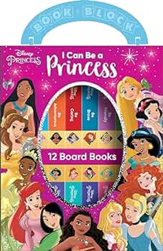 Disney Princess - I Can Be Princess My First Library Board Book Block 12-Book Set Teaches Positive Traits Like Caring, Friendliness, Curiosity, and More! - PI Kids