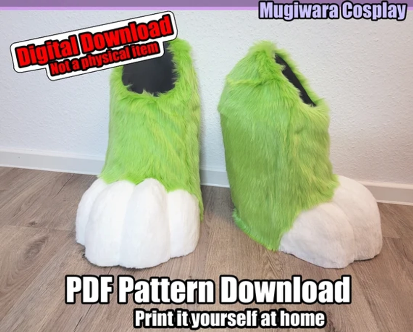 DIGITAL Digitigrade Fursuit Feet Paws Pattern for Fursuits - PDF Download