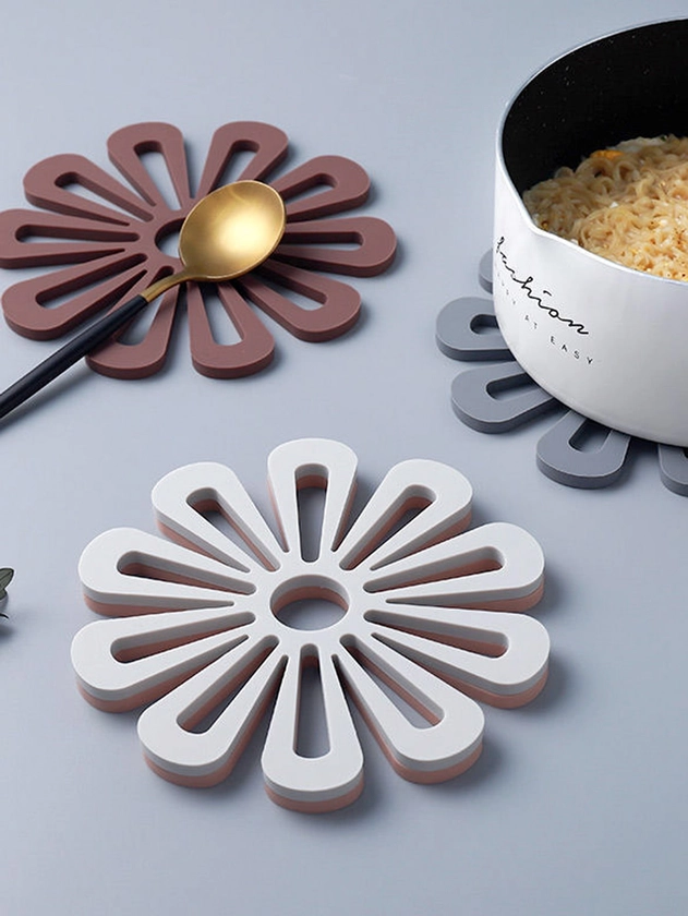 1 pièce Design Fleur De Couleur Aléatoire Manique , Moderne Antidérapant En Silicone Coussin Isolant Pour Cuisine