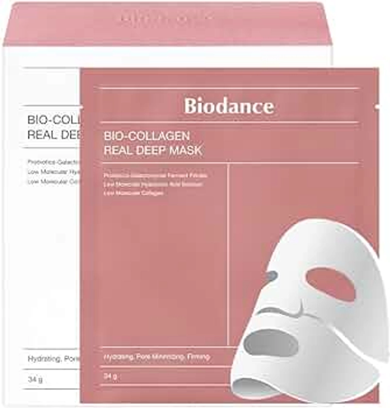 BIODANCE Bio-Collagen Real Deep Mask, Hydrating Overnight Hydrogel Mask, Pore Minimizing, Elasticity Improvement, 34g x16ea