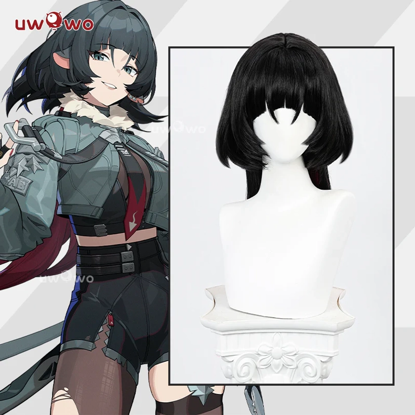 Uwowo Game Zenless Zone Zero/ZZZ Jane Doe Cosplay Wig Long Black Hair