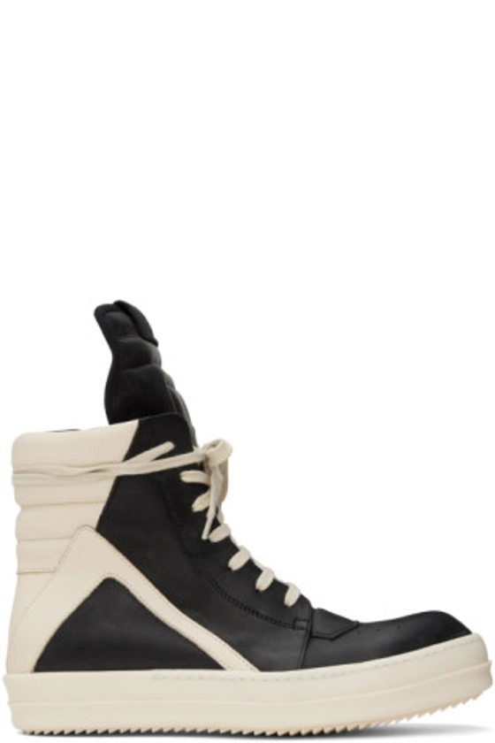 Rick Owens - Black & Off-White Geobasket Sneakers